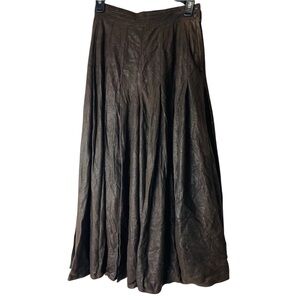 VTG Krizia Womens Cropped Leg Zip Close Pants Trousers Brown 42 100% Sheepskin